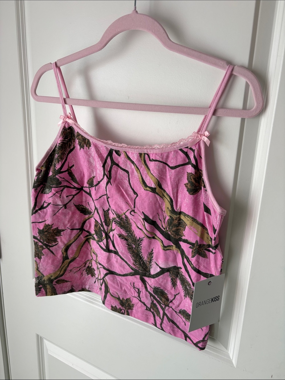 ORANGEKISS Pink Camo Crop Tank